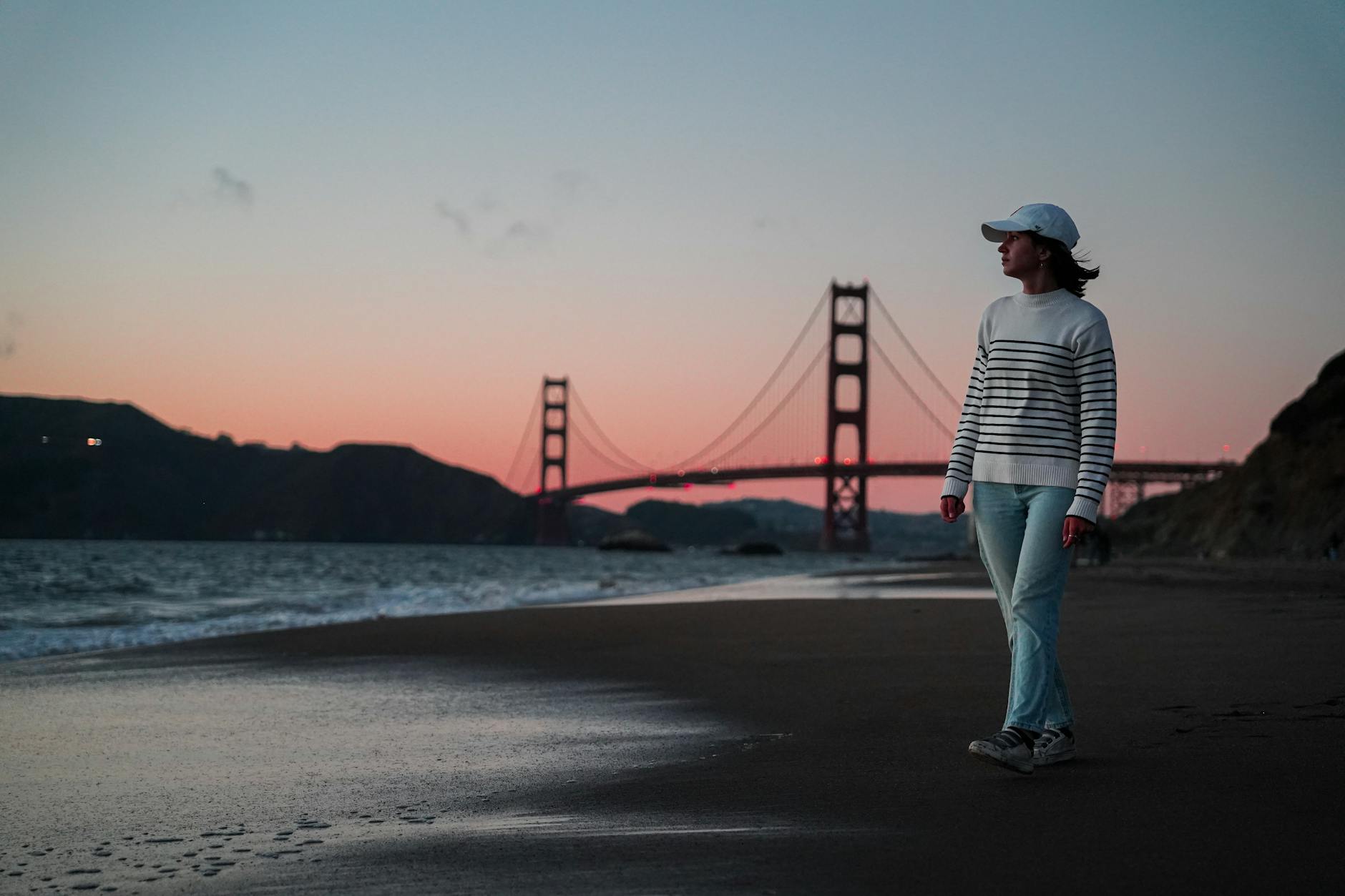 Golden Gate Sonnenuntergang Mit Leuten